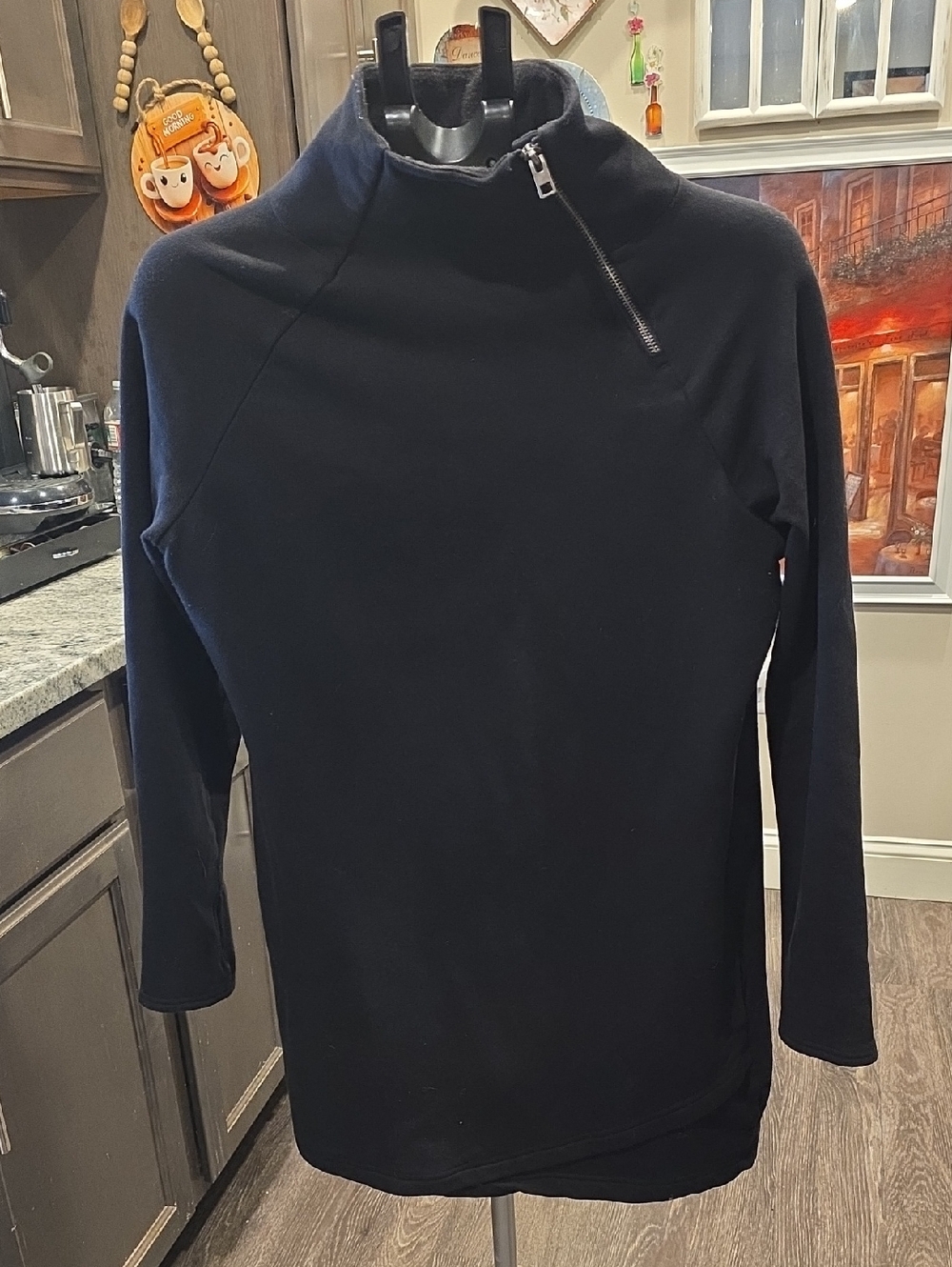 Earth Yoga Black Half-Zip Mock Neck Sweater